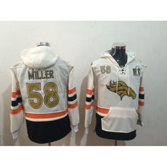 Men's Denver Broncos #58 Von Miller White Super Bowl 50 All Stitched NFL Hoodie Sweatshirt 