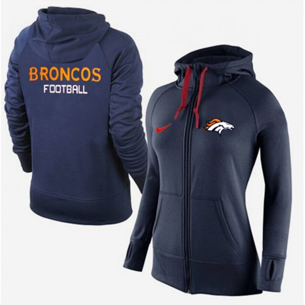Women's Denver Broncos Full-Zip Performance Hoodie Dark Blue 