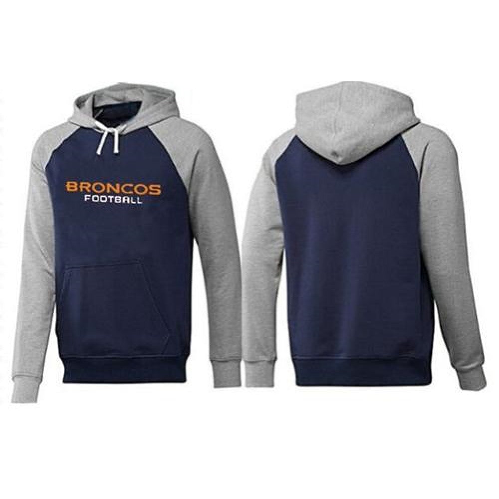 Denver Broncos English Version Pullover Hoodie Dark Blue & Grey 