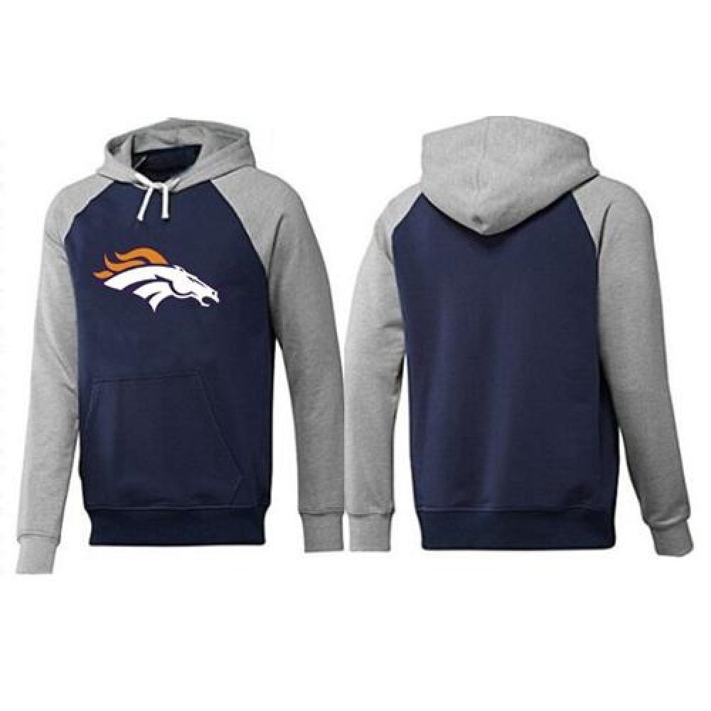 Denver Broncos Logo Pullover Hoodie Dark Blue & Grey 