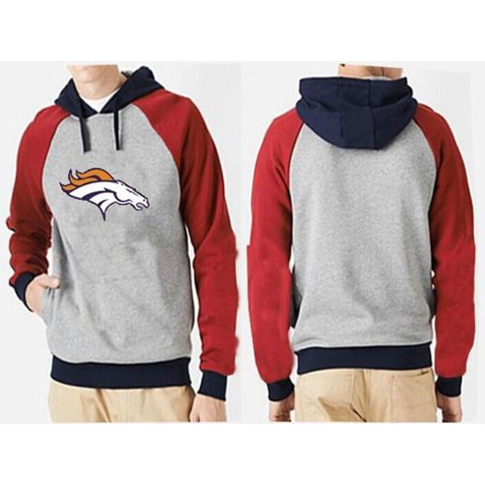 Denver Broncos Logo Pullover Hoodie Grey & Red 