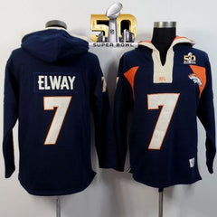 Denver Broncos #7 John Elway Navy Blue Super Bowl 50 Player Winning Method Pullover NFL Hoodie 