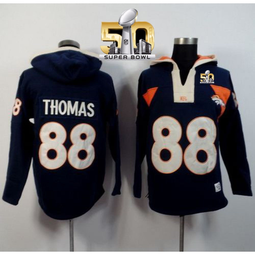 Denver Broncos #88 Demaryius Thomas Navy Blue Super Bowl 50 Player Winning Method Pullover NFL Hoodie 