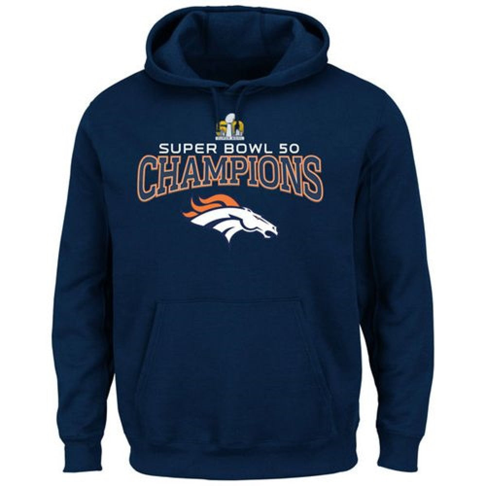 Denver Broncos Majestic Big & Tall Super Bowl 50 Champions Choice VIII Pullover Hoodie Navy 