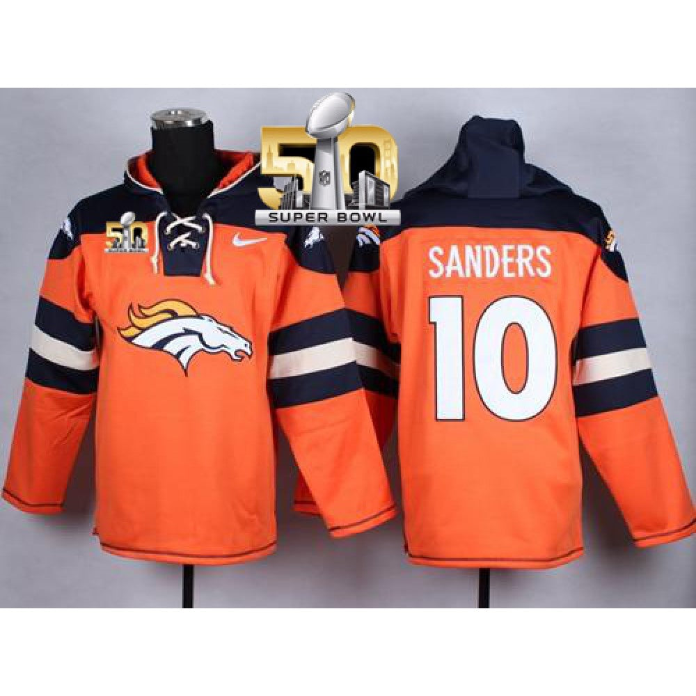 Broncos #10 Emmanuel Sanders Orange Super Bowl 50 Player Pullover NFL Hoodie 