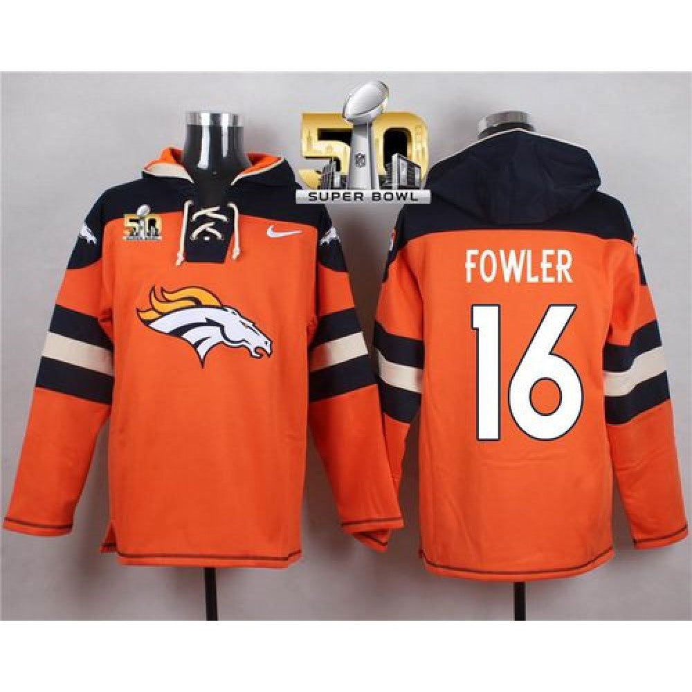 Broncos #16 Bennie Fowler Orange Super Bowl 50 Player Pullover NFL Hoodie 