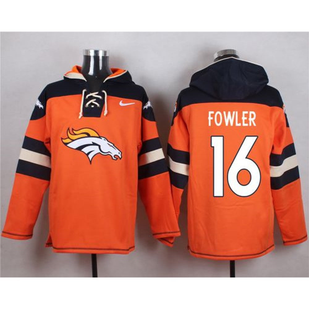 Broncos #16 Bennie Fowler Orange Player Pullover NFL Hoodie 