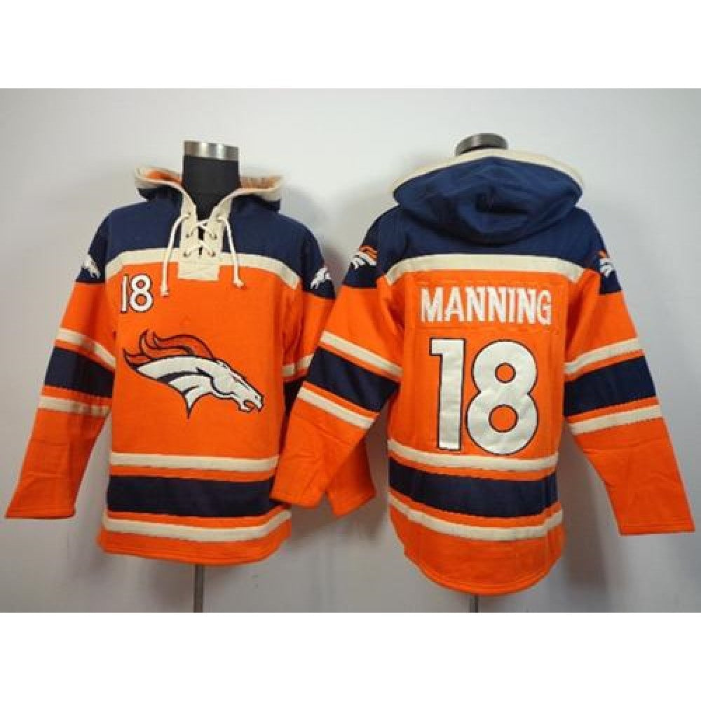Broncos #18 Peyton Manning Orange Sawyer Hoodie Sweatshirt NFL Hoodie 