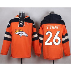 Denver Broncos #26 Darian Stewart Orange Player Pullover NFL Hoodie 