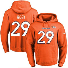 Broncos #29 Bradley Roby Orange Name & Number Pullover NFL Hoodie 
