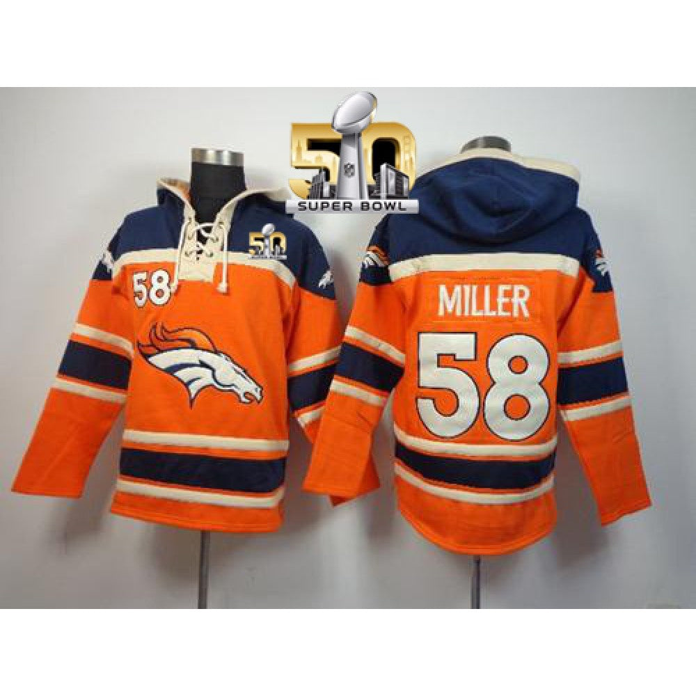 Denver Broncos #58 Von Miller Orange Super Bowl 50 Sawyer Hoodie Sweatshirt NFL Hoodie 