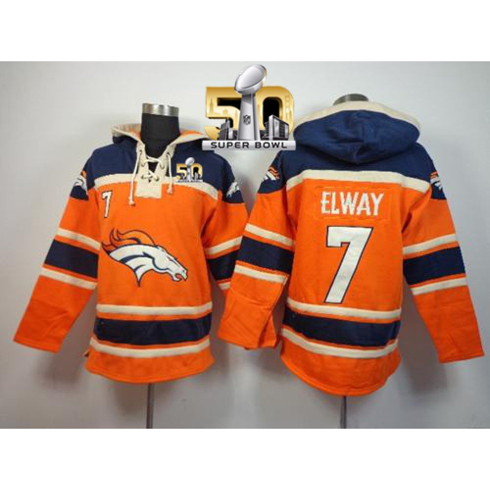 Denver Broncos #7 John Elway Super Bowl 50 Orange Sawyer Hoodie Sweatshirt NFL Hoodie 