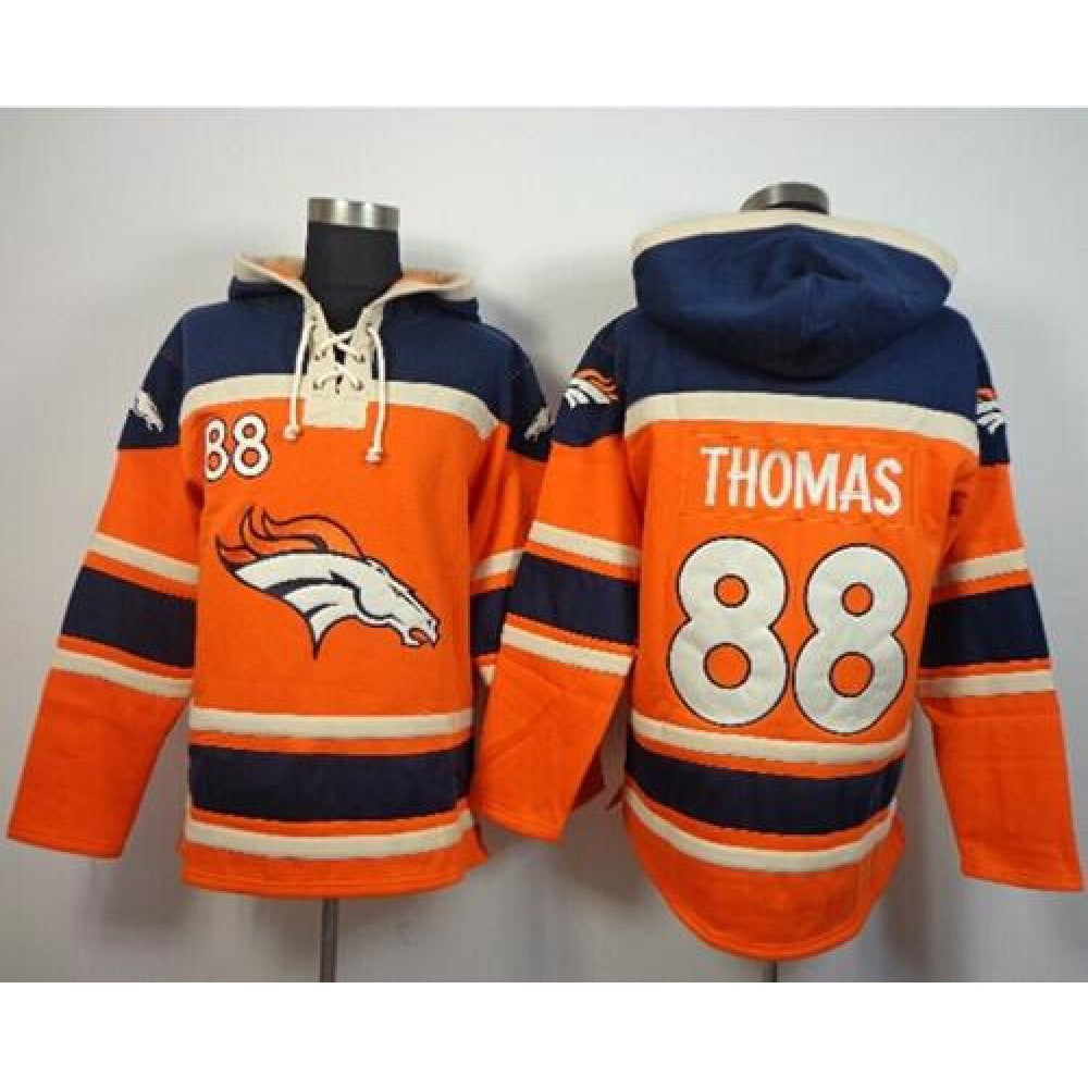 Broncos #88 Demaryius Thomas Orange Sawyer Hoodie Sweatshirt NFL Hoodie 