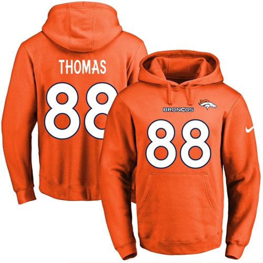 Broncos #88 Demaryius Thomas Orange Name & Number Pullover NFL Hoodie 