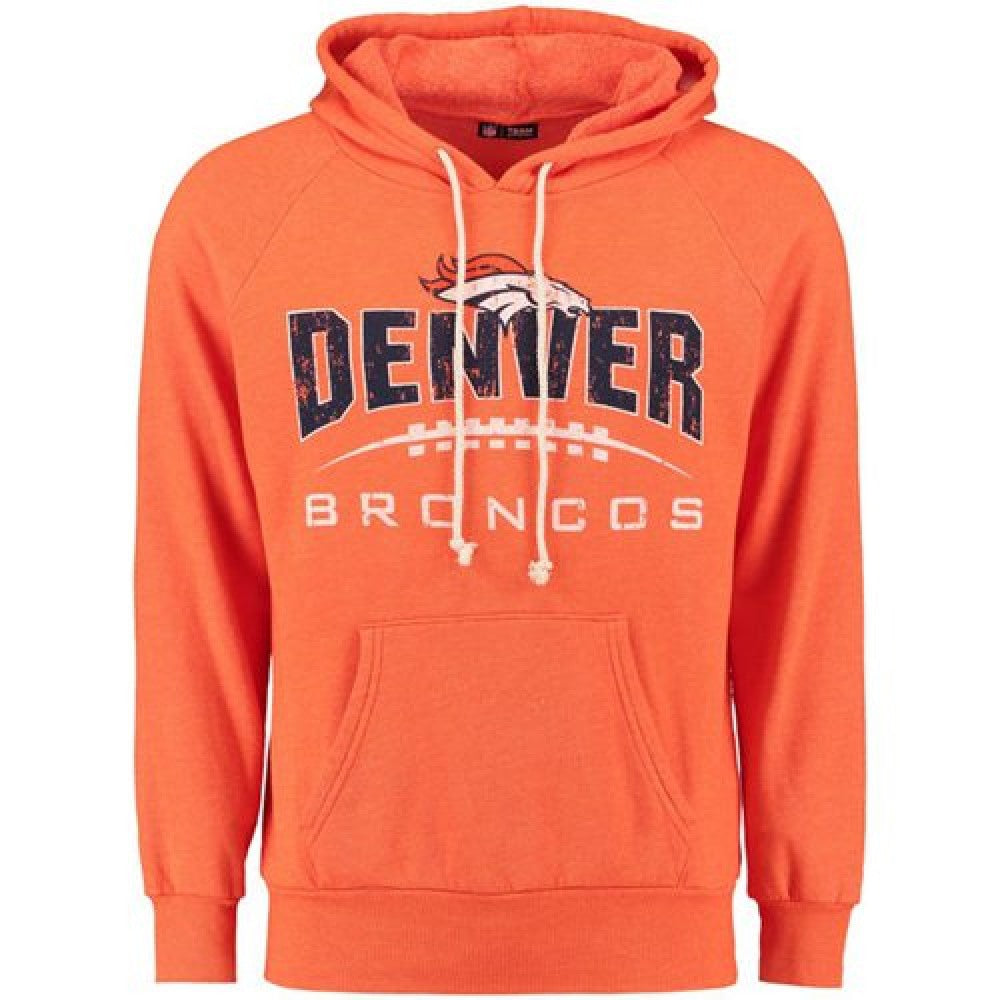 Denver Broncos Majestic First Down Tri-Blend Pullover Hoodie Orange 