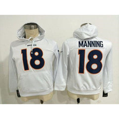 Denver Broncos #18 Peyton Manning White Pullover NFL Hoodie 