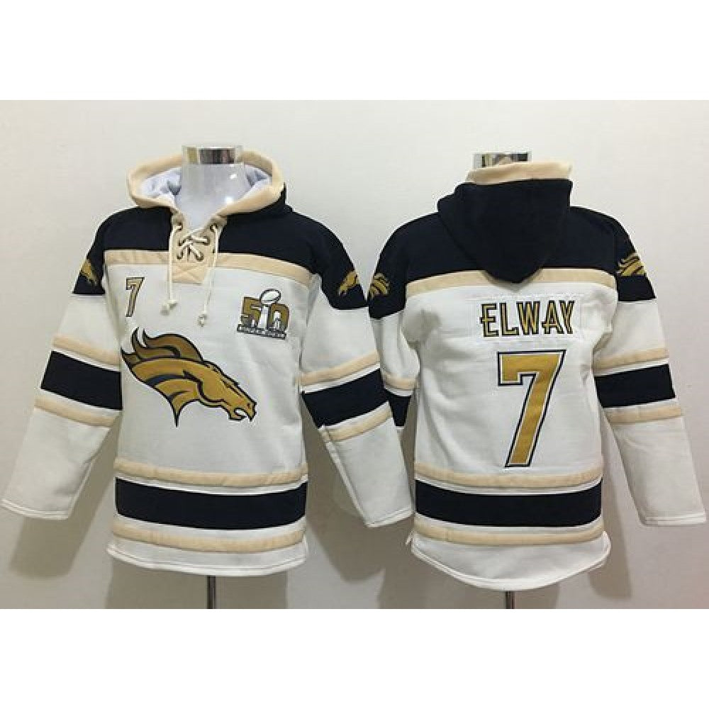 Broncos #7 John Elway White Sawyer Hoodie Sweatshirt Super Bowl 50 Collection NFL Hoodie 