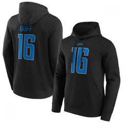 Men's Detroit Lions #16 Jared Goff Black Hoodie 