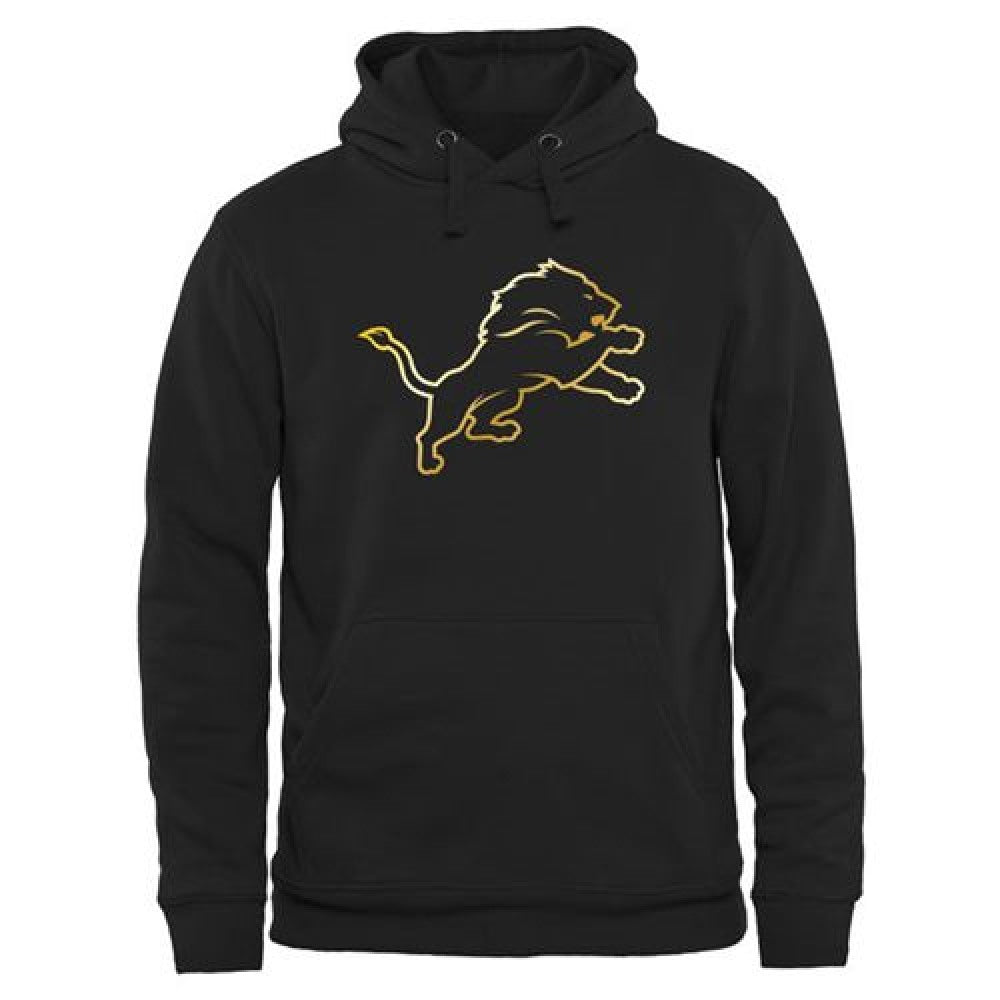 Men's Detroit Lions Pro Line Black Gold Collection Pullover Hoodie 