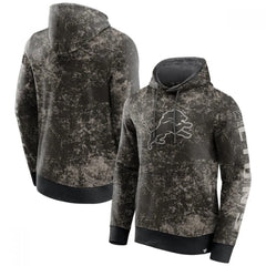 Men's Detroit Lions Black/Gray Blackout Tonal Pullover Hoodie 