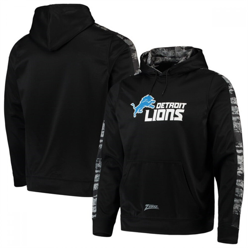 Men's Detroit Lions Zubaz Black Tonal Oxide Pullover Hoodie 
