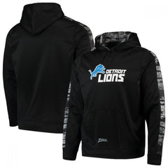 Men's Detroit Lions Zubaz Black Tonal Oxide Pullover Hoodie 