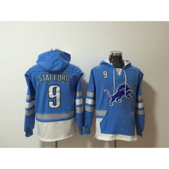 Men's Detroit Lions #9 Matthew Stafford Blue All Stitched NFL Hoodie Sweatshirt 