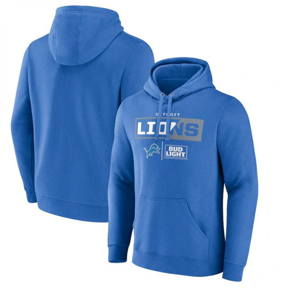 Men's Detroit Lions Blue x Bud Light Pullover Hoodie 