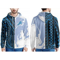 Men's Detroit Lions Blue/Black/White Pullover Hoodie 