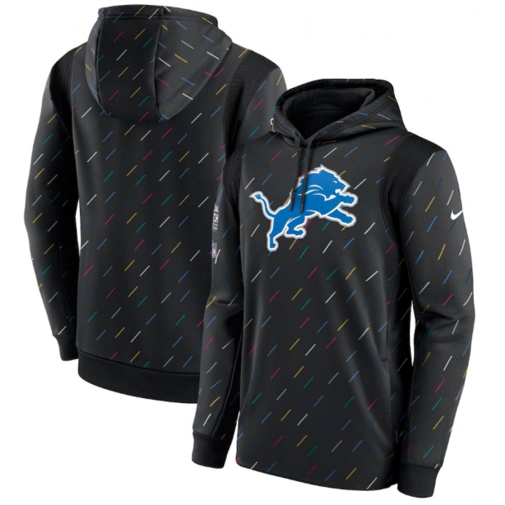 Men's Detroit Lions 2021 Charcoal Crucial Catch Therma Pullover Hoodie 
