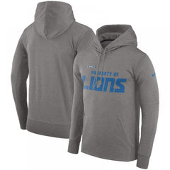 Men's Detroit Lions Heather Gray Sideline Property Of Performance Pullover Hoodie 