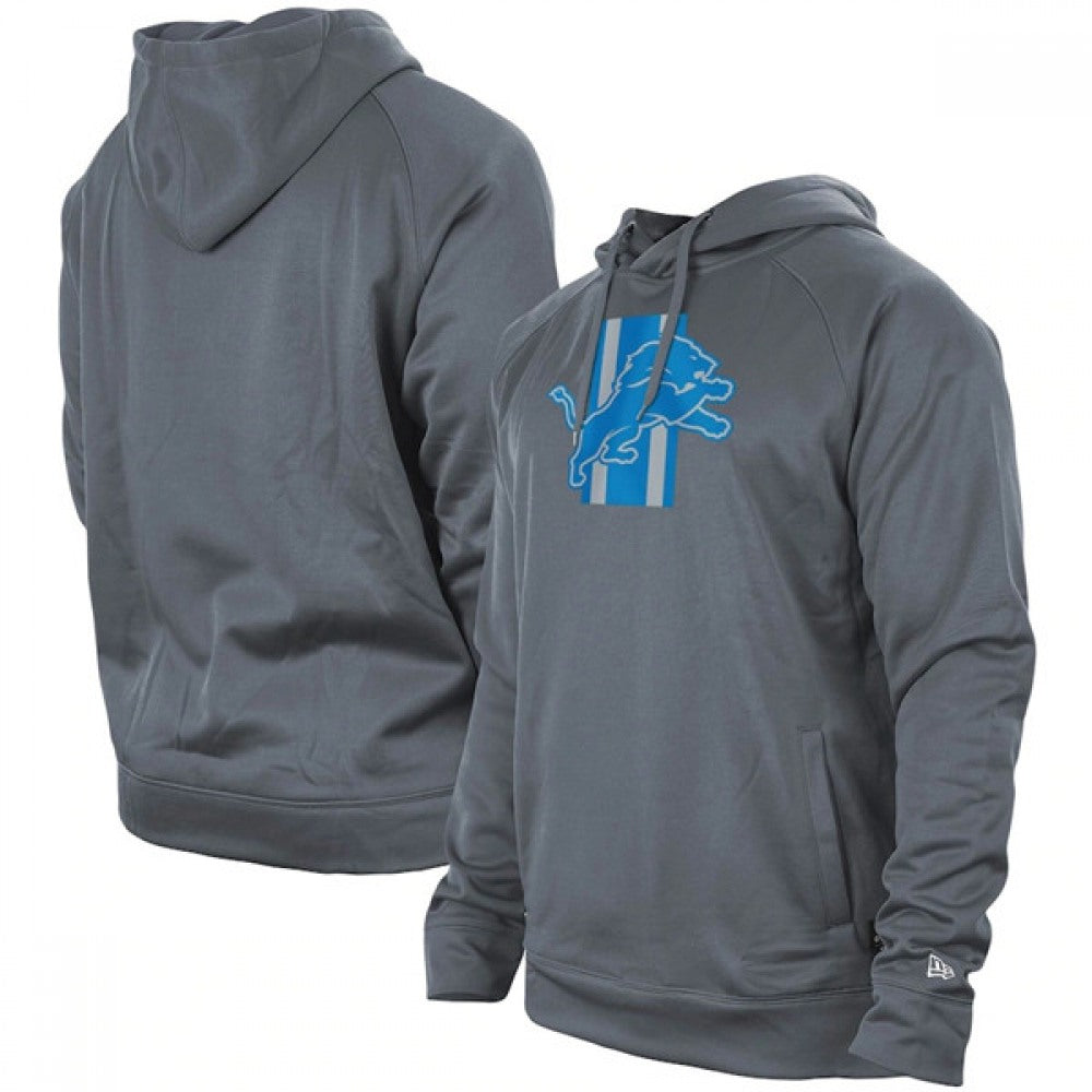 Men's Detroit Lions Gray New Era Training Camp Raglan Pullover Hoodie 