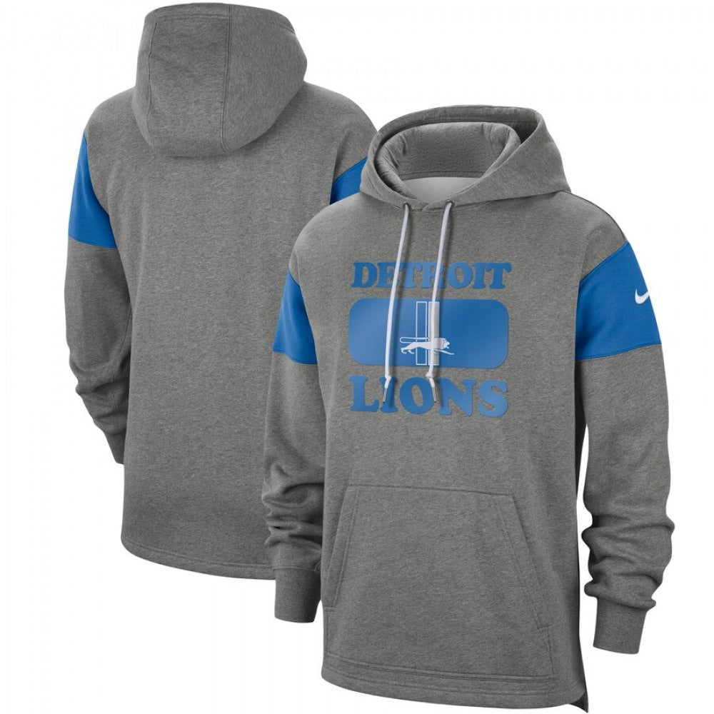 Men's Detroit Lions 2019 Grey Fan Gear Historic Pullover Hoodie 