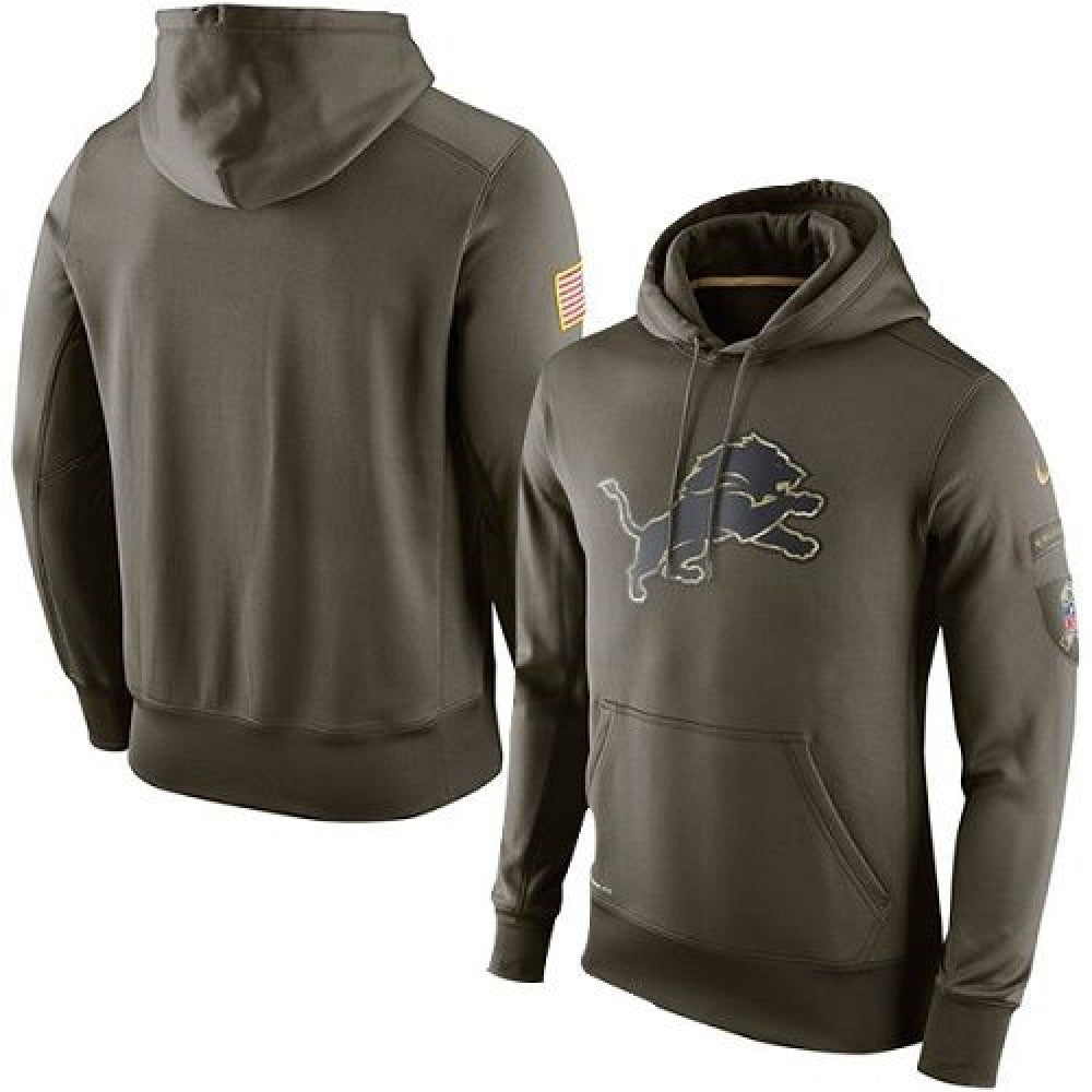 Men's Detroit Lions Olive Salute To Service KO Performance Hoodie 