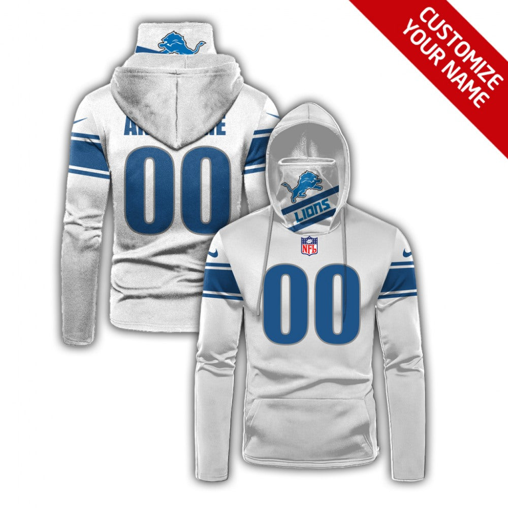 Men's Detroit Lions 2020 White Customize Hoodie Mask 
