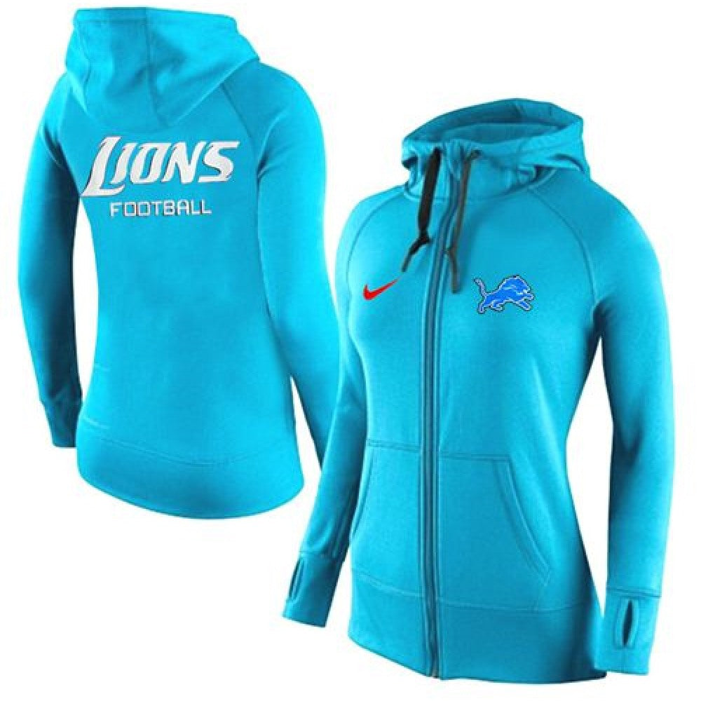 Women's Detroit Lions Full-Zip Performance Hoodie Light Blue 