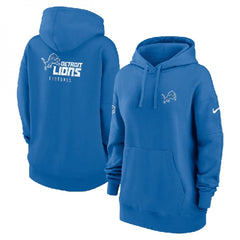 Women's Detroit Lions Blue Sideline Club Fleece Pullover Hoodie(Run Small) 