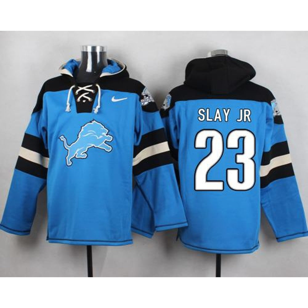 Lions #23 Darius Slay JR Blue Player Pullover NFL Hoodie 