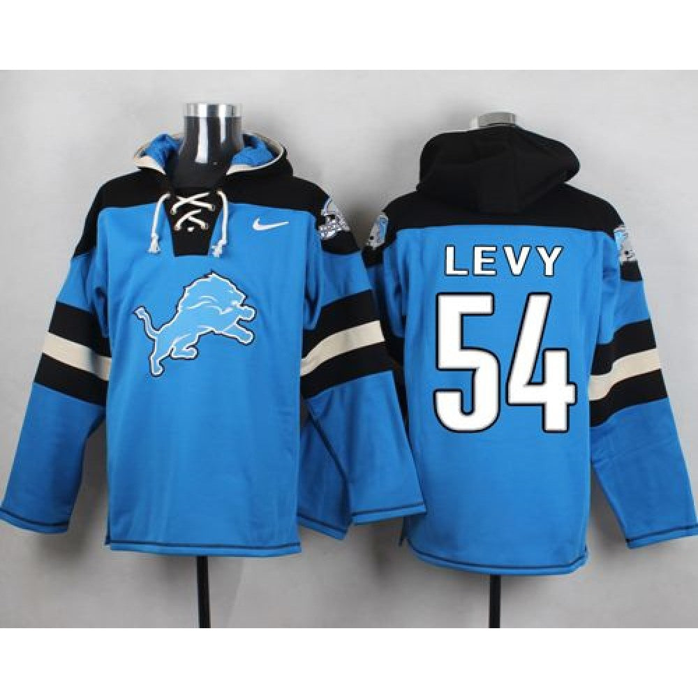 Lions #54 DeAndre Levy Blue Player Pullover NFL Hoodie 