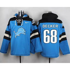 Lions #68 Taylor Decker Blue Player Pullover NFL Hoodie 