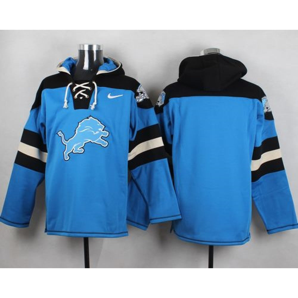 Lions Blank Blue Player Pullover NFL Hoodie 