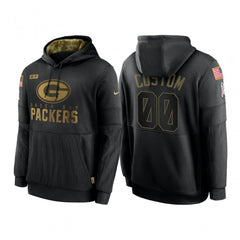 Men's Green Bay Packers ACTIVE PLAYER Custom 2020 Black Salute to Service Sideline Performance Pullover Hoodie 