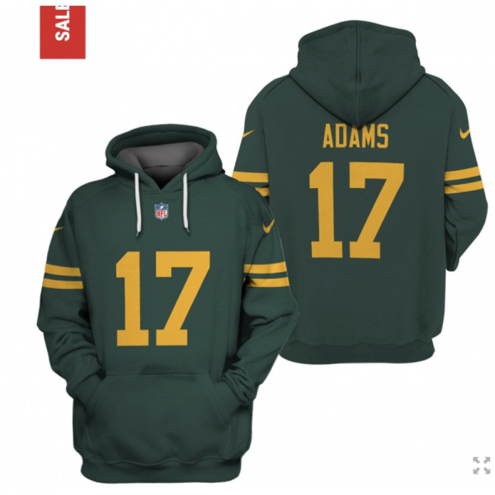 Men's Green Bay Packers #17 Davante Adams 2021 Green Pullover Hoodie 