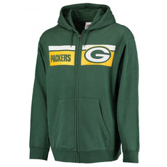 Men's Green Bay Packers Green Majestic Touchback Full-Zip NFL Hoodie 