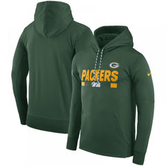 Men's Green Bay Packers Green Sideline Team Name Performance Pullover Hoodie 