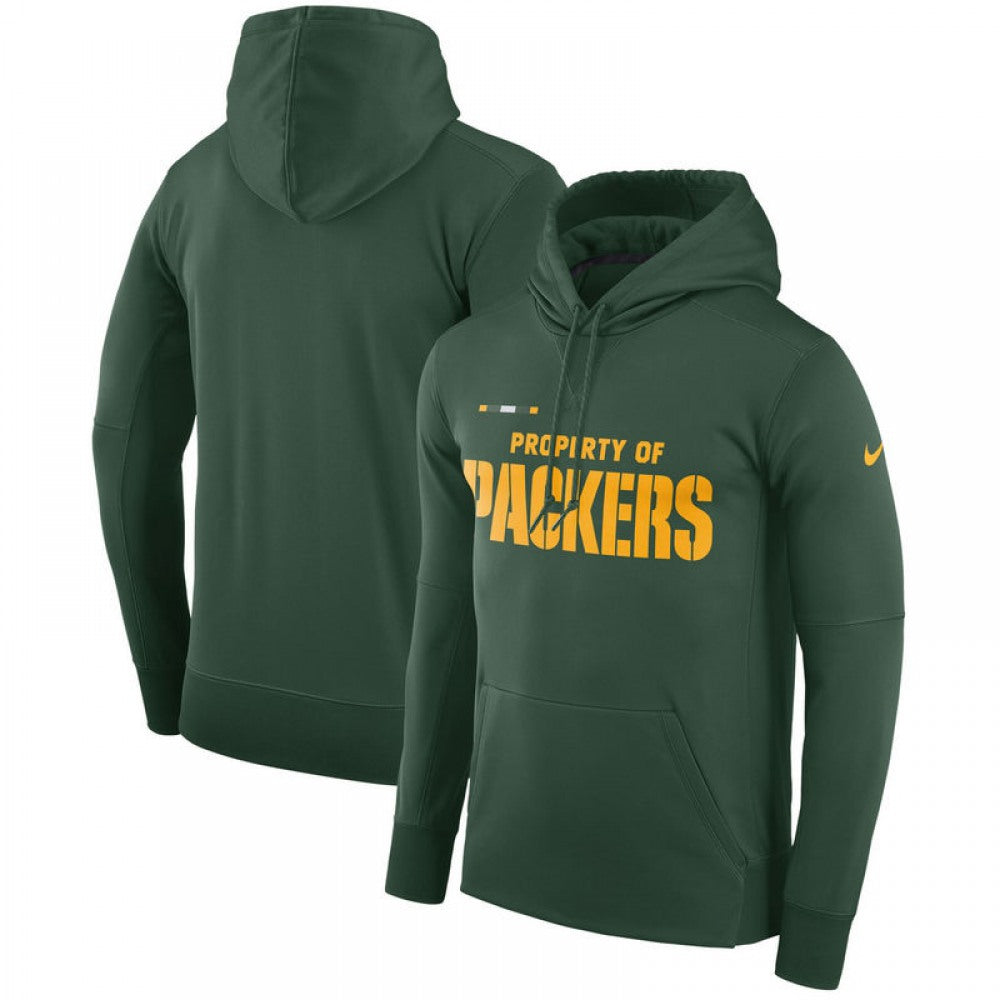 Men's Green Bay Packers Green Sideline Property Of Performance Pullover Hoodie 