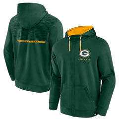 Men's Green Bay Packers Green Defender Evo Full-Zip Hoodie 