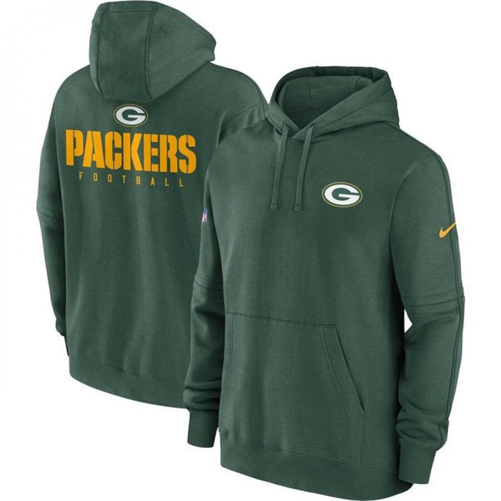 Men's Green Bay Packers Green Sideline Club Fleece Pullover Hoodie 