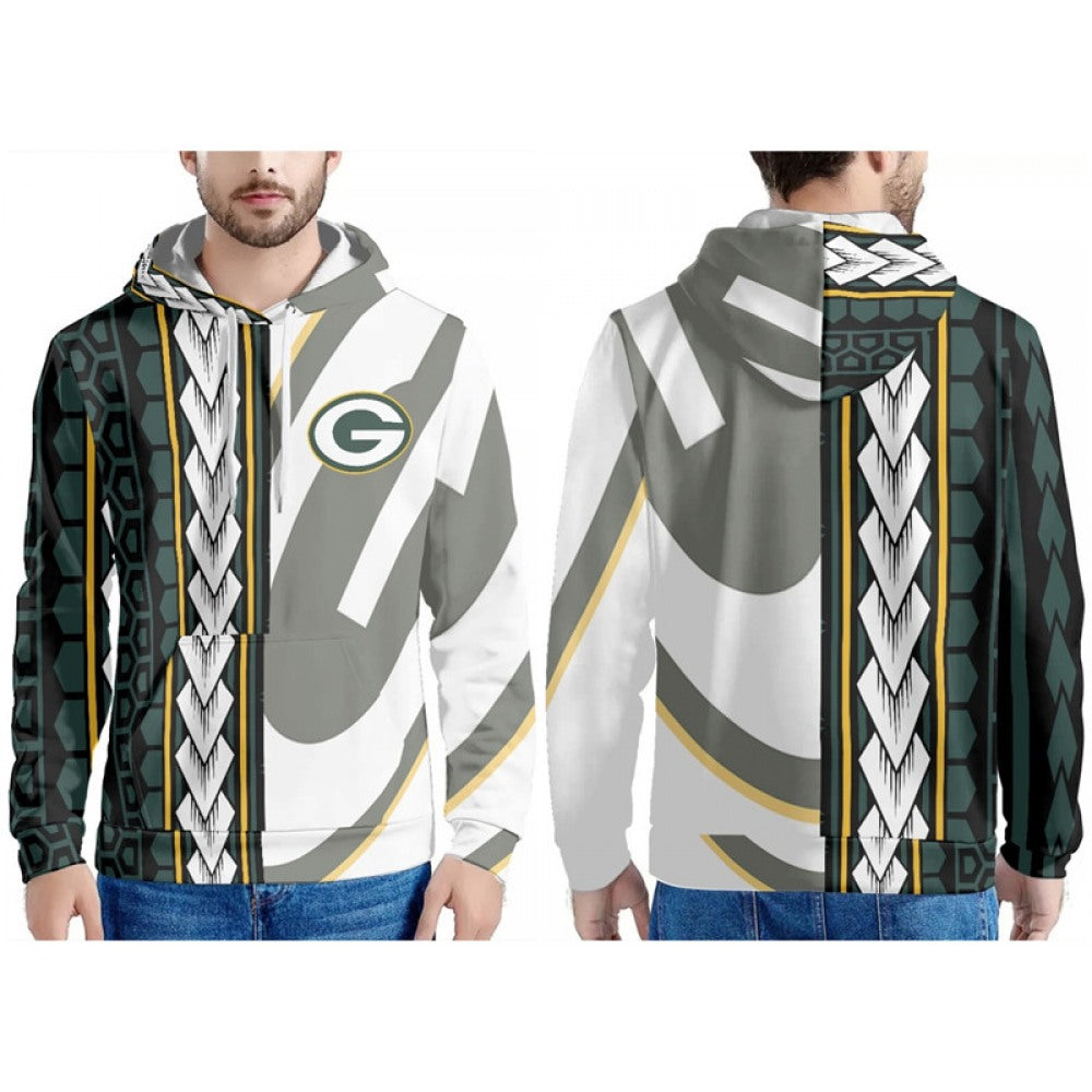 Men's Green Bay Packers Green/Black/White Pullover Hoodie 