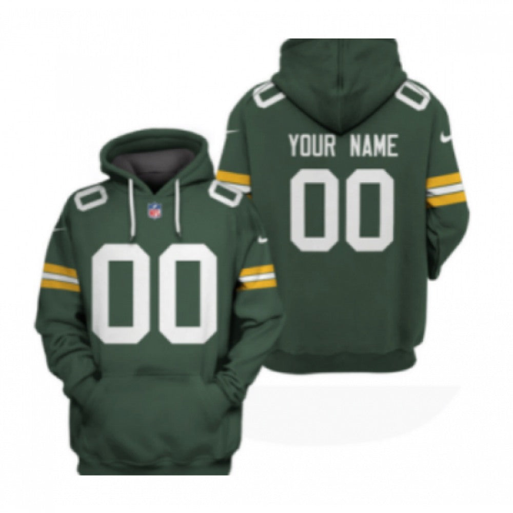 Men's Green Bay Packers Active Player Custom 2021 Green Pullover Hoodie 